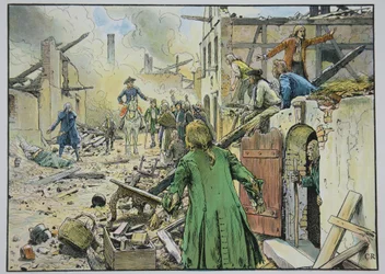 Der König besucht Küstrin, August 1758